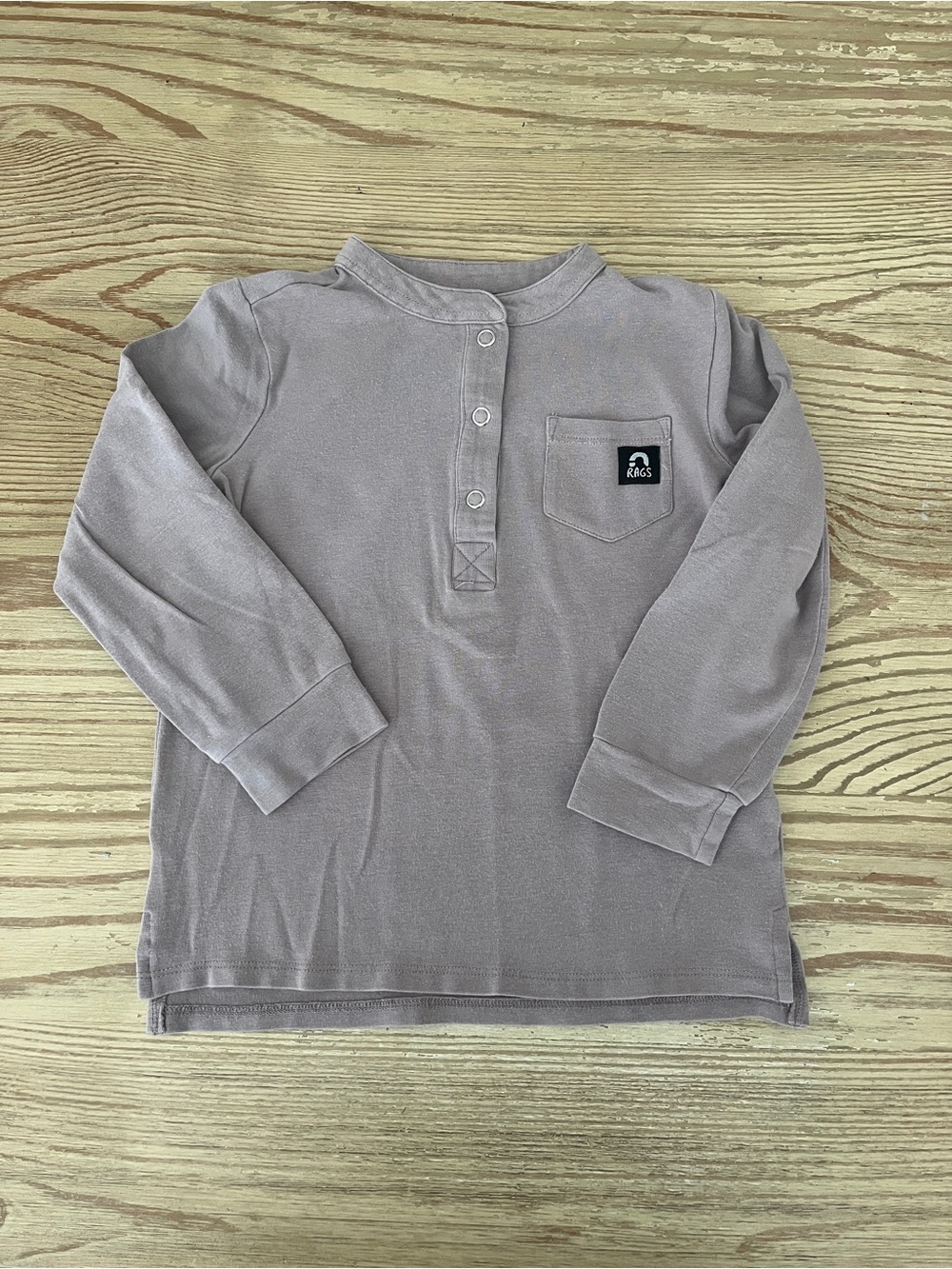 RAGS Long-Sleeve Snap Up Top in Dusty Mauve